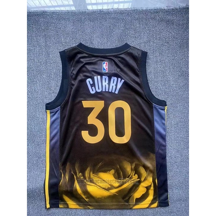 Camiseta Nino Golden State Warriors Stephen Curry #30 Ciudad 2022-23 Negro